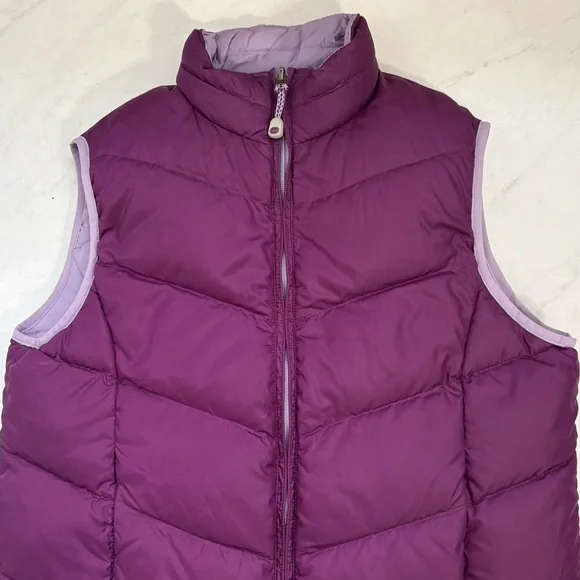 L.L. Bean Purple Goose Down Reversible Puffer Vest Gorpcore Travel Hiking - Picture 3 of 7